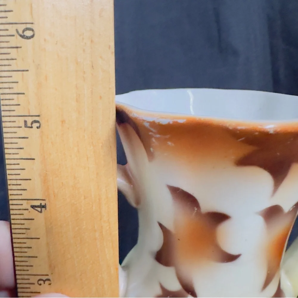Antique Art Deco Vase Double Handle Czech Victorian Glaze 1920-40